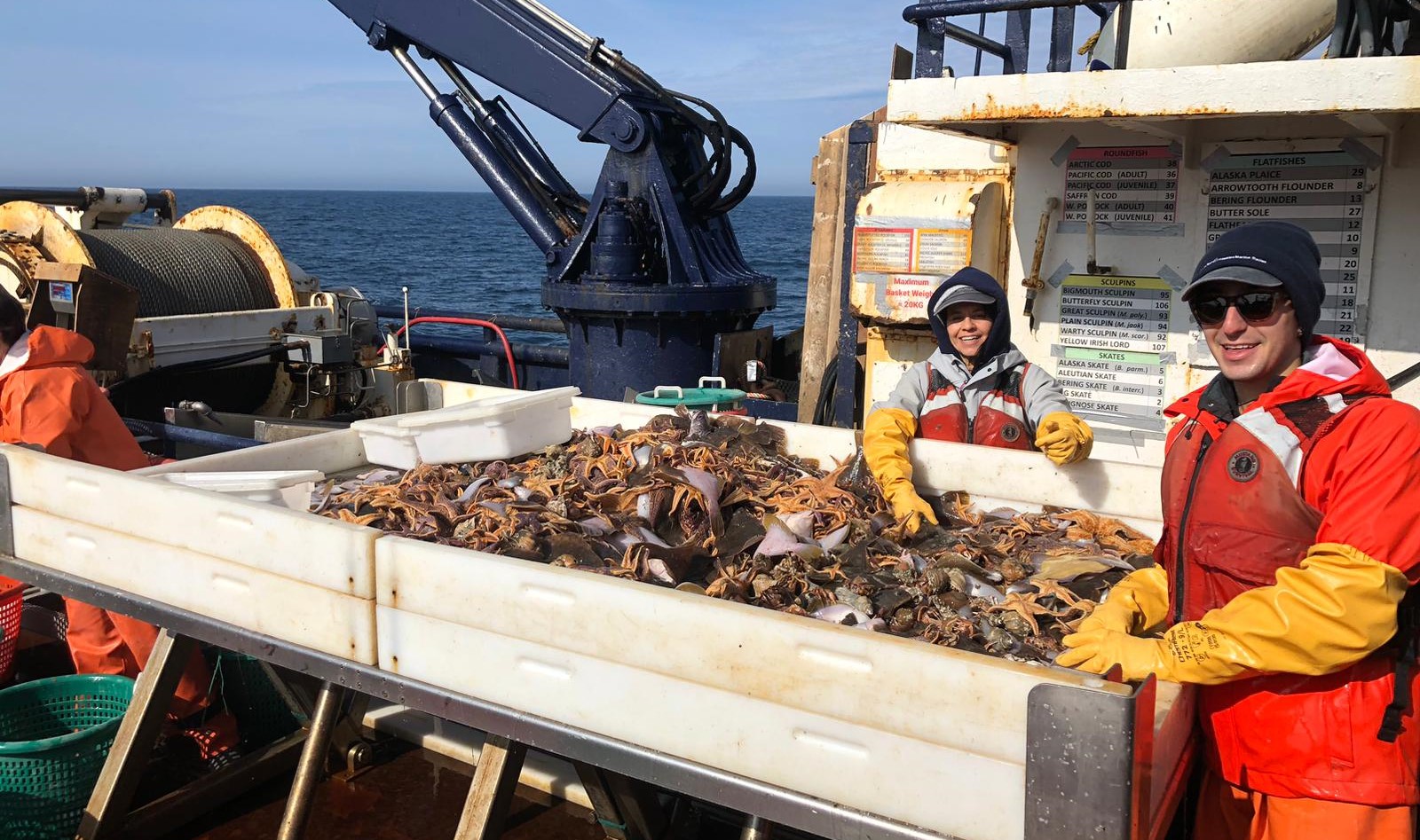 Each year, NOAA surveys the Bering Sea at over 360 locations to collect the species abundance, length, growth, sex composition, and diet data necessary to build data-hungry stock assessment models and sustainably manage the stocks. Here I am on the 2023 survey helping to sort a haul!